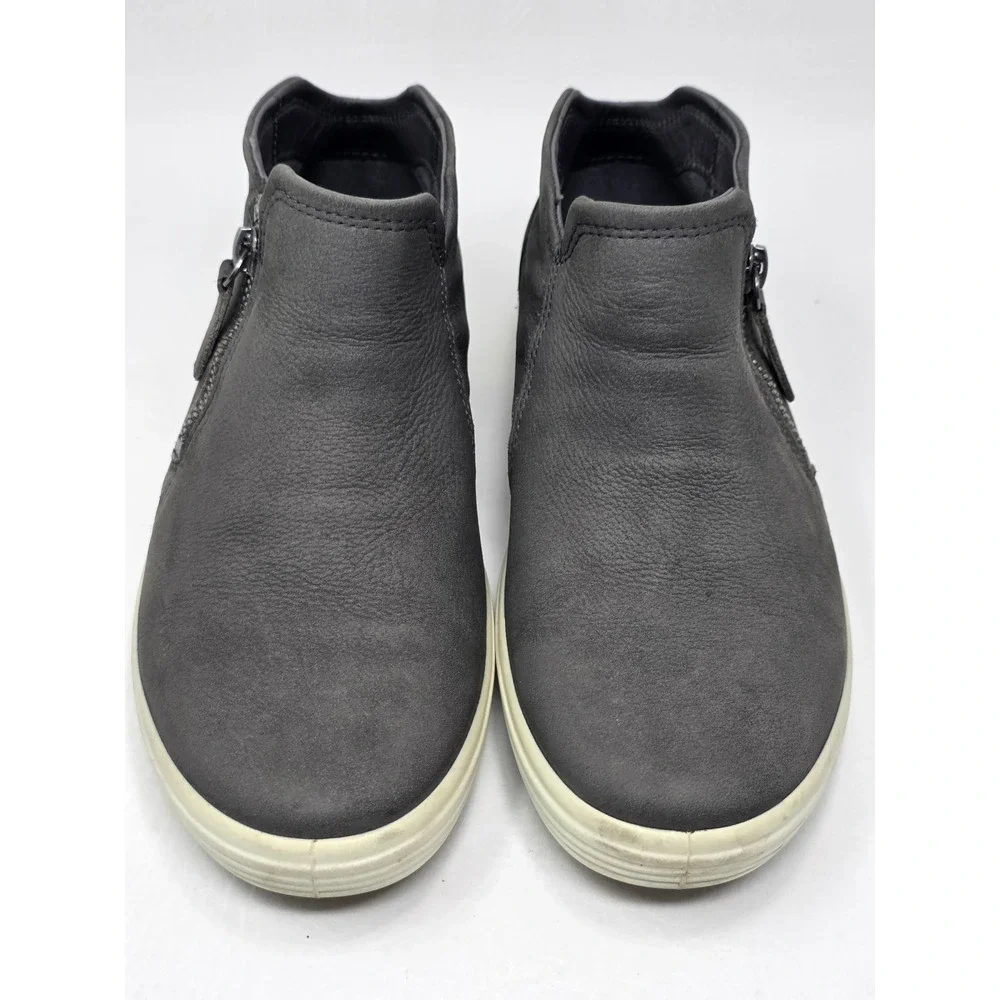 ECCO Soft 7 Tred Zip Grey Leather Ankle Boot Sneakers Womens Size 6 EU 37